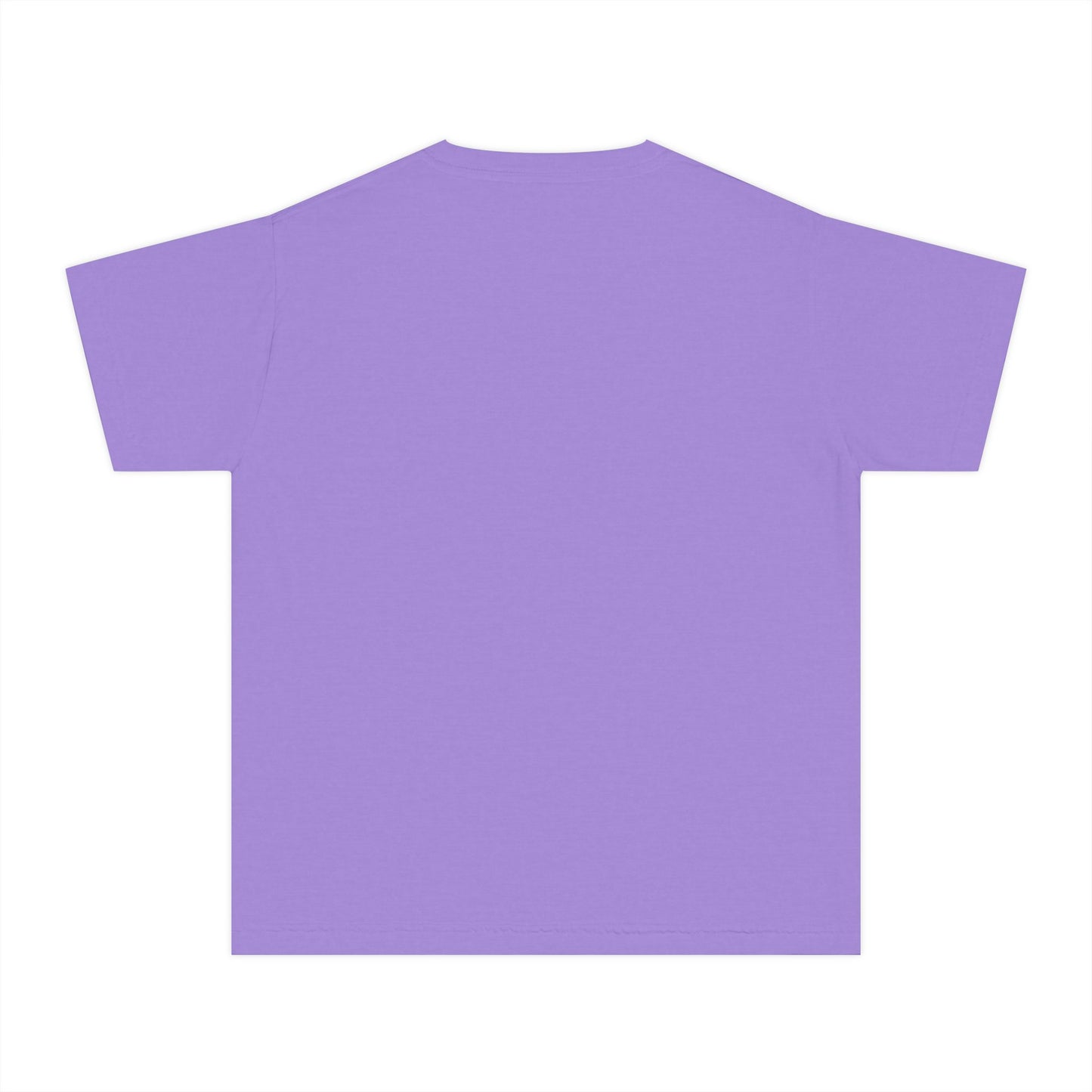 Youth Tee — Retro Vaporwave Smile Graphic (Purple Neon, 'Hm' Script)